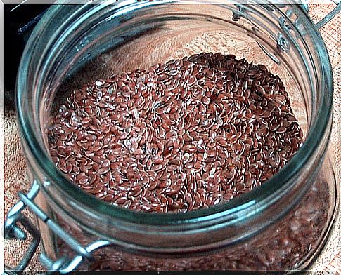 Jar with flax seeds