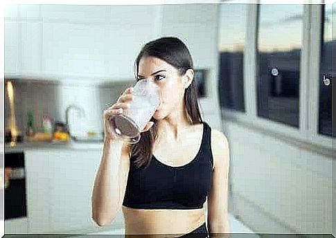 Woman drinking a protein shake