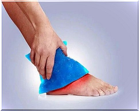 Ice pack applied to the ankle