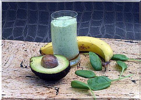 Smoothie with avocado and natural ingredients