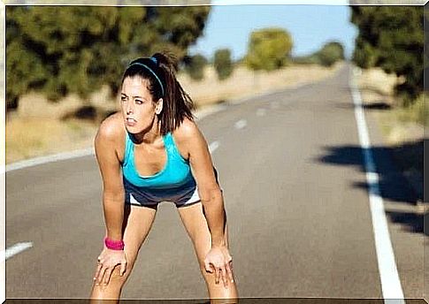 Woman running on the road