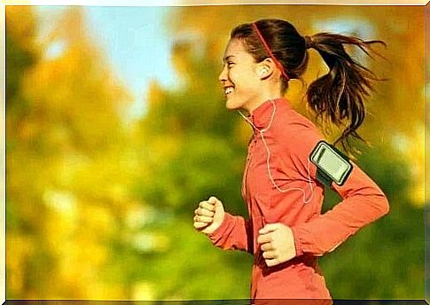 Girl running in the park